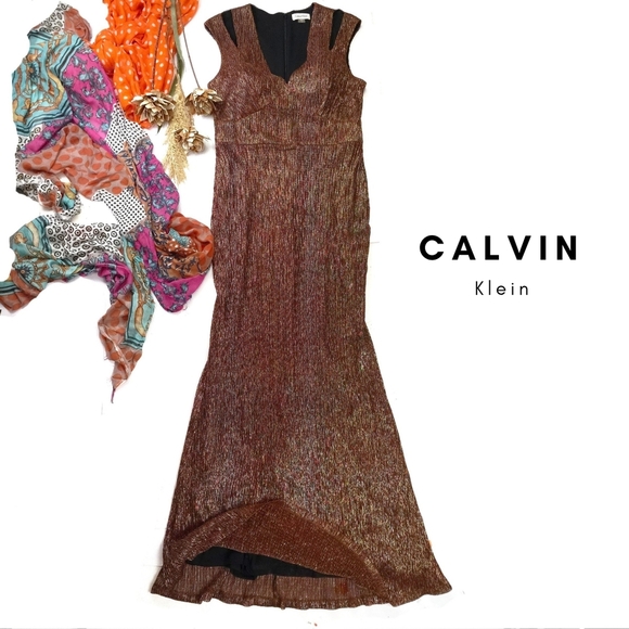 Calvin Klein Bronze Evening Gown Sz 10 - Picture 1 of 12